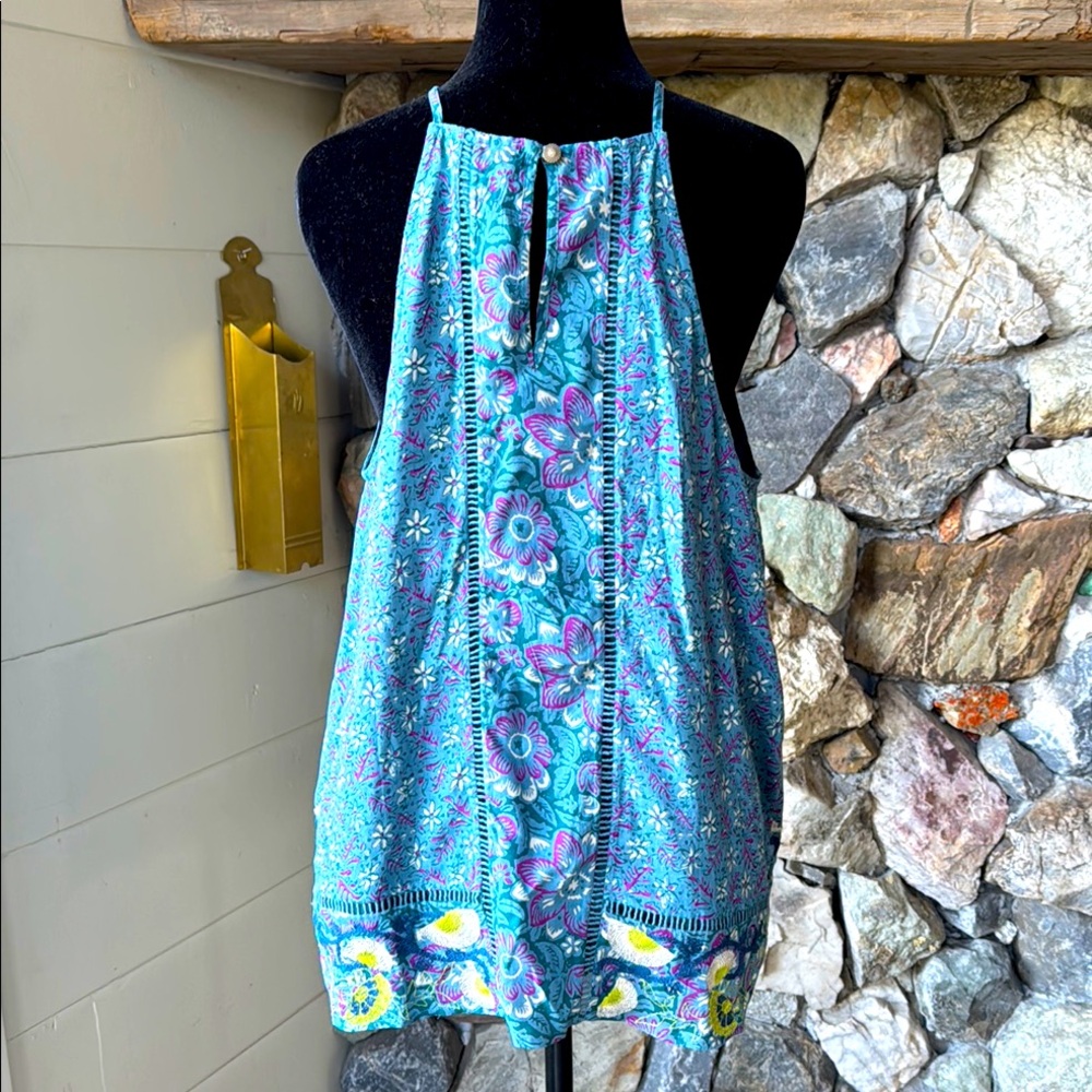 Anthropologie Boho Floral Embroidered Tank Top - Size 12 - Picture 14 of 16